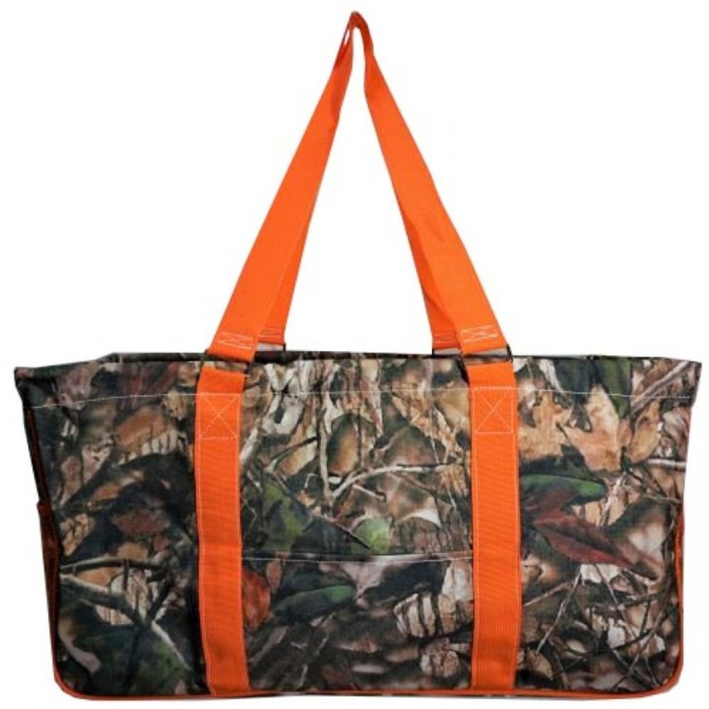 Orange Camo Large Utility Tote